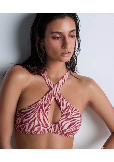 Aubade Feline Energy Bralet Bikini Üstü, Damla Dekolteli, Altın Detaylı Büstiyer Pembe