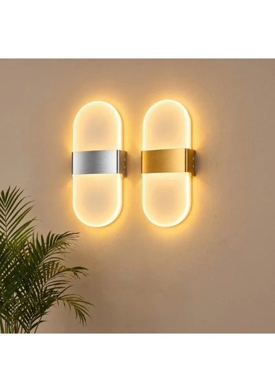 Modern Kapsül Oval Tasarım Led Dekoratif Duvar Apliği Krom Diğer