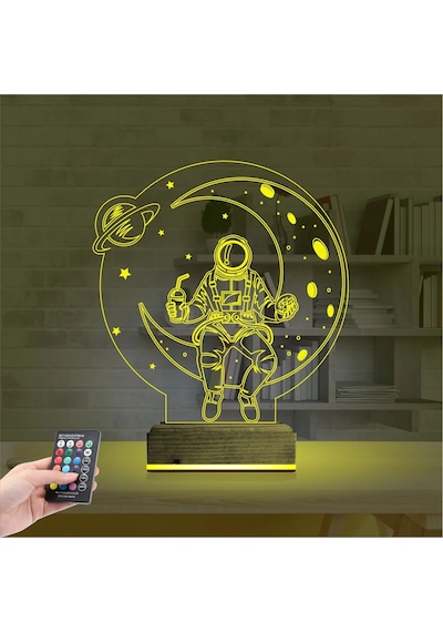 Luvivia Astronot Ay Gezegen 3d Lamba - Masa Gece Lambası Şeffaf