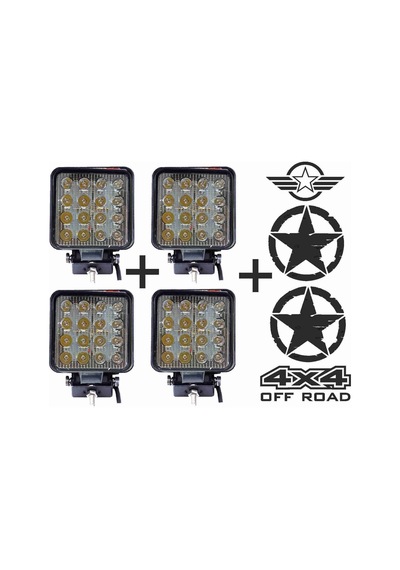 Sm Motors Off Road Sis Farı Sis Lambası 16 Led Kare 4'lü Paket Siyah Tyc00490455239