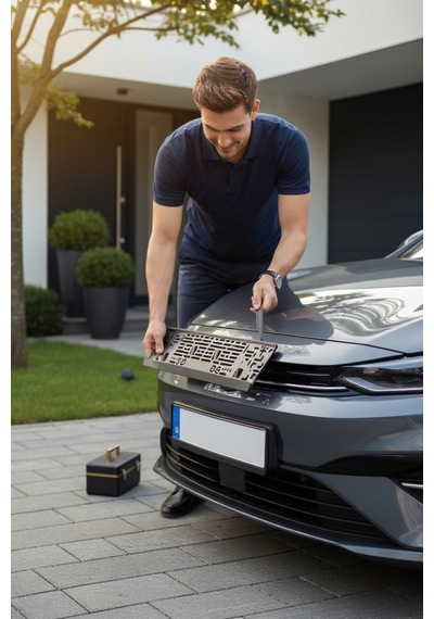 Plaka Tüv Ince Parlak Siyah Plakalık Araba Plaka Çerçevesi 2 Adet Siyah Esnek Plakalık