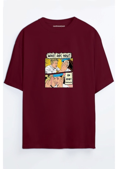 Gordon Ramsay: An Idiot Sandwich Baskılı Unisex Siyah Oversize T-shirt Bordo