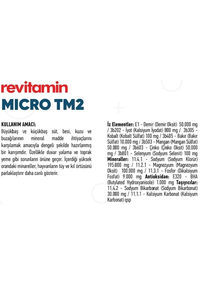 Revitamin Micro-tm2 Mineral İçerikli Yem Katkı Maddesi 10 Kg K...