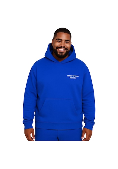 Benroma Peteet Studıos Baskılı Büyük Beden Unisex Sweatshırt Saks Mavisi