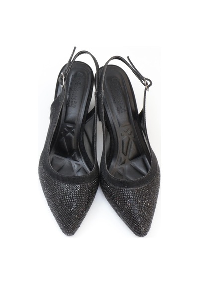 Nesilshoes Nesil Shoes Özma 7025 Siyah Taşlı Kadın Sandalet