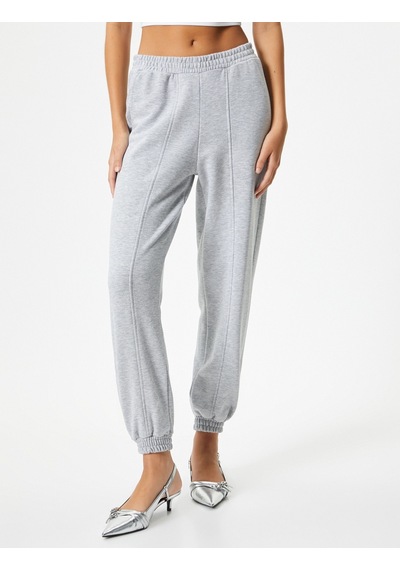 Koton Jogger Eşofman Altı Beli Ve Paçası Lastikli Nervürlü Gri 4sak30033ek 4SAK30033EK031 Gri