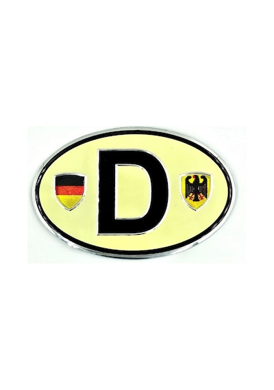 Etiketçilere Özel Armalar Oval Adac D Deutschland Almanya Bayraklı Krem Alüminyum Arma Sticker