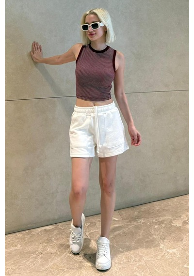 Madmext Beyaz Basic Kadın Şort Mg2511 Beyaz