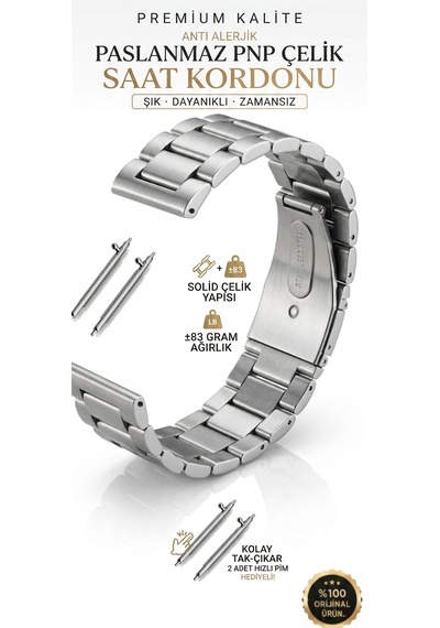 Huawei Watch Gt6/gt5/gt4/gt3/gt3 Pro 46mm Paslanmaz Solid Çelik Metal Kordon 22mm