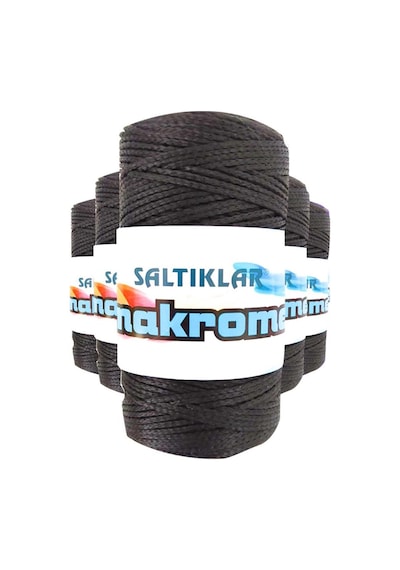 5 Adet Polyester Makrome İpi SYH Siyah 100 gr