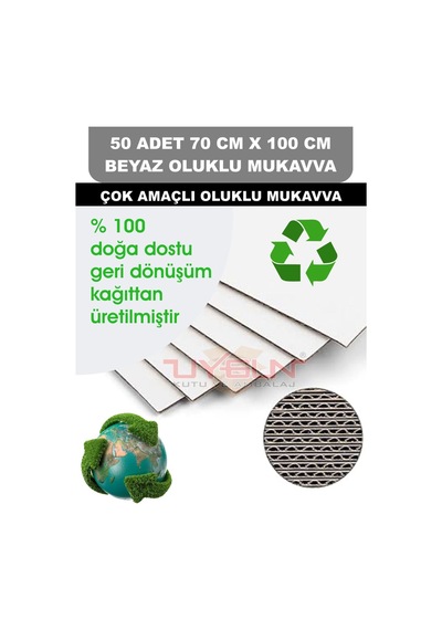 50 Adet 70cm X 100cm Baskısız Beyaz Oluklu Mukavva, Çocuk Etkinlik Kartonu, Maket Kartonu, Kargo Kartonu