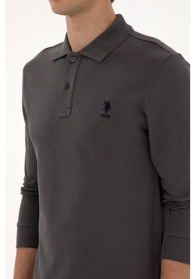 U.S. Polo Assn. Erkek Regular Fit Polo Yaka Gri Basic Sweatshirt 50307757-VR024