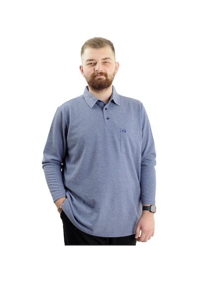 Mode Xl Büyük Beden Erkek Sweatshirt Polo Yaka Uzun Kol Waffle 23449 İndigo İndigo