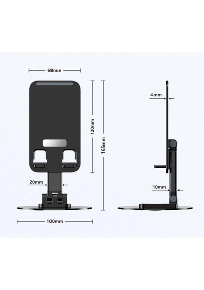 Katlanabilir Telefon Ve Tablet Tutucu Stand, 360 Derece Dönebilen Ayarlanabilir Masaüstü Tel Tutucu