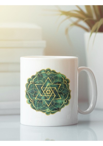 Beyaz Kupa Bardak Kutsal Geometri Yoga Meditasyon