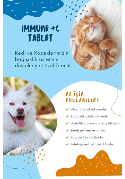 Kedi Ve Köpeklerin Bağışıklık Sistemini Destekleyen Tablet Immune C Vitamin