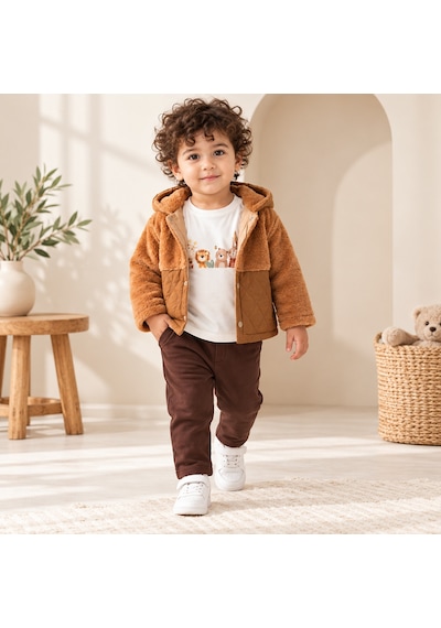 Maxx Kelın Erkek Çocuk Kapüşonlu Peluş Görünümlü Kapitone Mont Pantolon Tişört 3'lü Takım 9-12-18-24 Ay Kahverengi Maxx Kelın Erkek Çocuk Kapüşonlu Peluş Görünümlü Kapitone Mont Pantolon Tişört 3'lü Takım 9-12-18-24 Ay Kahverengi
