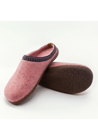 Comfortfusse Scoti - Kadın Ortopedik Yün Keçe Sabo Ev Terliği Pembe Yün