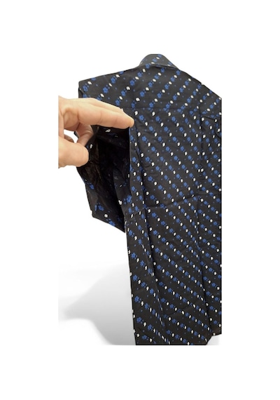 M Slim Fit Kalıp Siyah, Çiçek Desenli Pamuk Kısa Kollu Klasik Erkek Gömlek