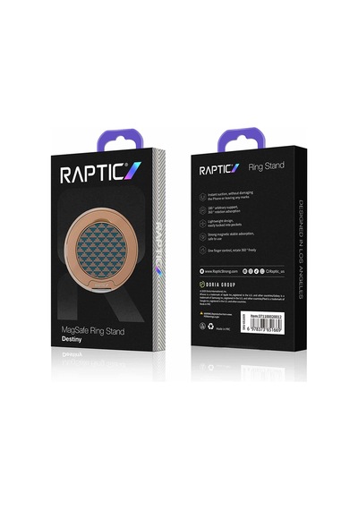 Raptic Freeflow Destiny Serisi 360 Derece Dönebilen Magnetik Ring Stand Telefon Tutucu Gold-mavi