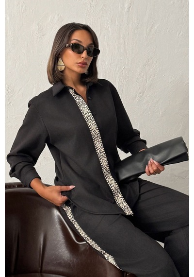 Verymoda Şerit Detaylı Scuba Süet Gömlek Vmf1973 SİYAH