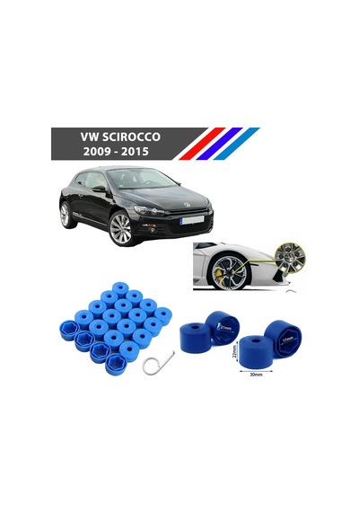 Otozet - Vw Scirocco Bijon Civata Kapağı Mavi Renk 20 Adetli Set 17mm 1k06011739b9