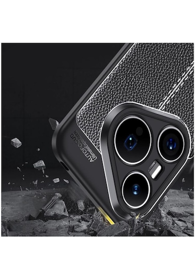 Huawei Pura 80 Pro Uyumlu Silikon Kılıf Deri Desenli Kamera Korumalı Autofocus Kapak Siyah