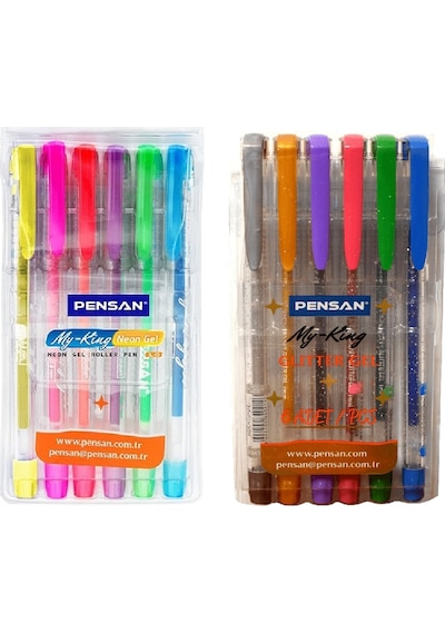 Pensan My King Jel Kalem 2 Li Set Simli Jel +neon Jel 6 Lı