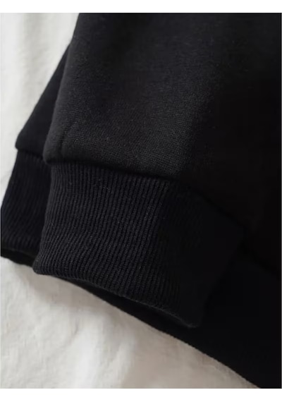 Nevermind Sevgili Çift Kombin Hoodie Geyik Baskılı Oversize Kapüşonlu Sweat Siyah