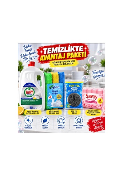 Sünger Sabun Elde Bulaşık Deterjanı Ve Ovma Teli 4 Lü Set