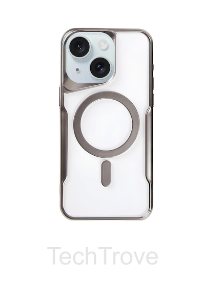 Apple Apple iPhone 15 Plus Kılıf Magsafe Uyumlu Arkası Şefaf Tasarım Lazer Kaplama Sararmaz Silikon Kapak