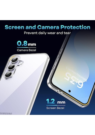 Samsung Galaxy Uyumlu S25 Fe Kılıf Kamera Korumalı Yumuşak Şeffaf Silikon + 9h Ekran Koruyucu Cam Şeffaf
