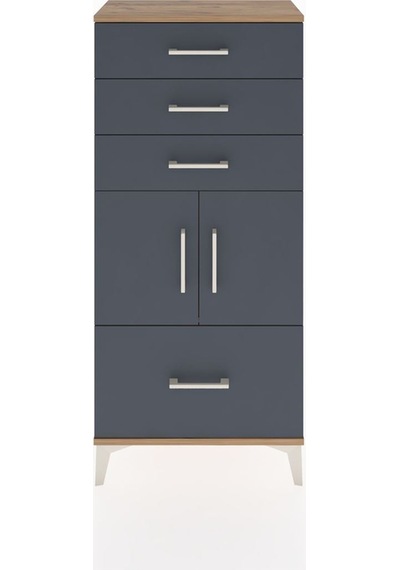 Hyperion Dolap Tek Raflı 4 Çekmeceli 2 Kapaklı 60x44x134 Çam-antrasit Atlas Çam