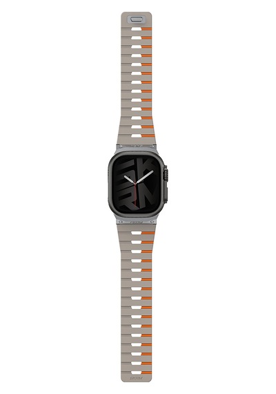 Watch 7 45mm Skinarma Gemini Serisi Tpu Magnetik Silikon Kordon Gri-turuncu