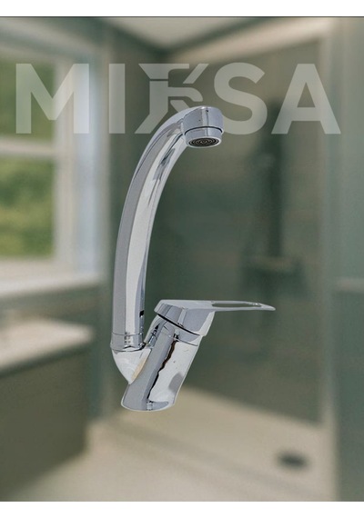 Mix Kuğu Mutfak Eviye Bataryası Çeşmesi Musluğu Çift Su Girişli Krom