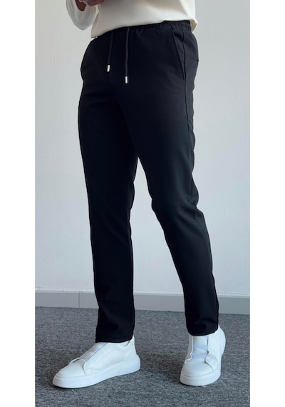 Esnek Rahat Beli Lastikli Jogger Pantolon Siyah