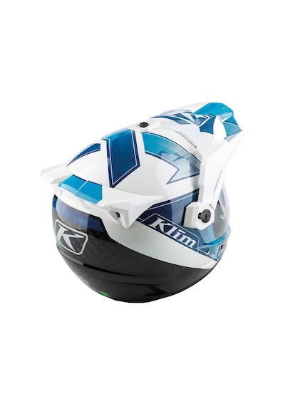 Klim Krios Pro Carbon Spectrum Adv Rally Motosiklet Kaskı Beyaz Mavi Beyaz / Mavi