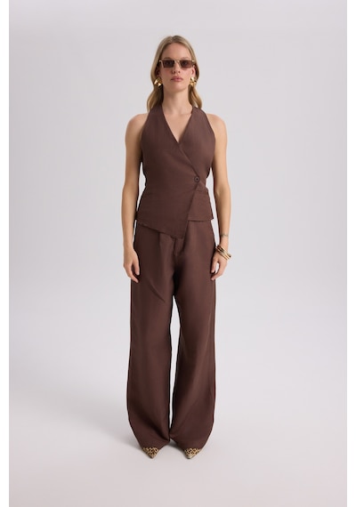 Mai Collection Mai Studios Co. Nagmetah Sırt Pencereli Yelek Pantolon Takım - Kahve Kahve