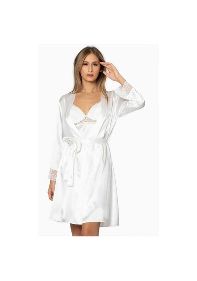 Pierre Cardin Sütyen Kaplı Ekru Sabahlık Gecelik Set 4285 Ekru