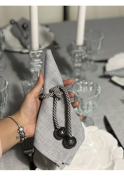 Valerium Simli Gri Peçete 35x35cm Gri
