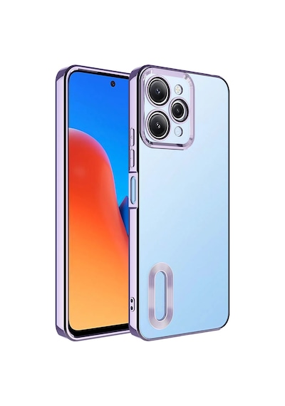 Zore Redmi 12 Kılıf Kamera Korumalı Logo Gösteren Ogaa Omega Kapak - Lila
