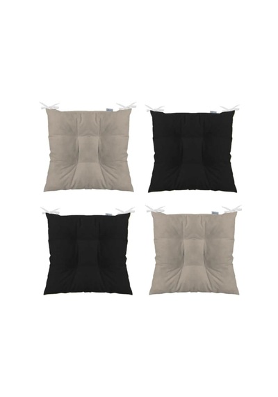 Kombin Pofidik Kare Sandalye Minderi 40 X 40 Cm Siyah-bej 4'lü