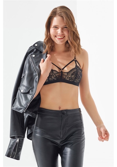 Cottonhill Siyah Dantelli Ayarlanabilir Lastikli Kadın Bralet Sütyen Siyah