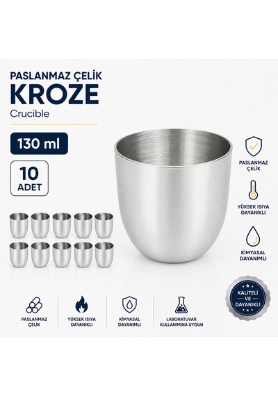 Paslanmaz Çelik Kroze 130 Ml - Crucible - 10 Adet