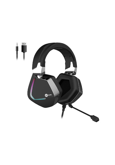 Lecoo HT402 USB + 3.5 MM Jack Kablolu RGB Çıkartılabilir Mikrofonlu Kulak Üstü Gaming Kulaklık