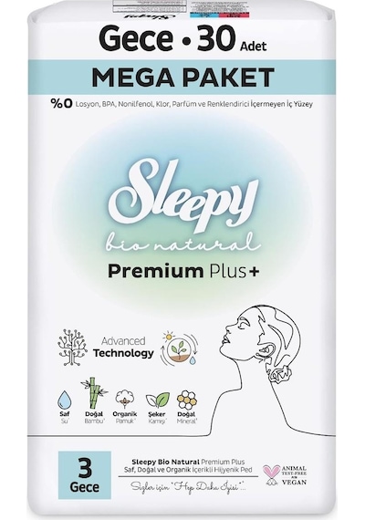 Sleepy Hijyenik Ped 15 Al 13 Öde 30'lu Bio Natural Gece Ve Rosıe Oda Kokusu
