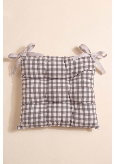 Antrasit Ekose Elyaf Dolgulu Sandalye Minderi 40x40 Cm Çok Renkli