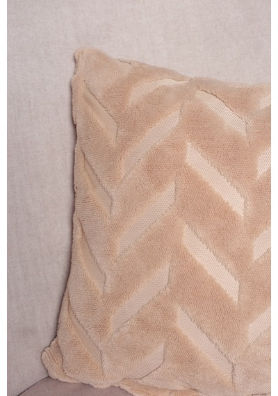 Chevron Welsoft Jakarlı Dekoratif Kırlent Kılıfı 43x43 Cm - Ztchevron Bej