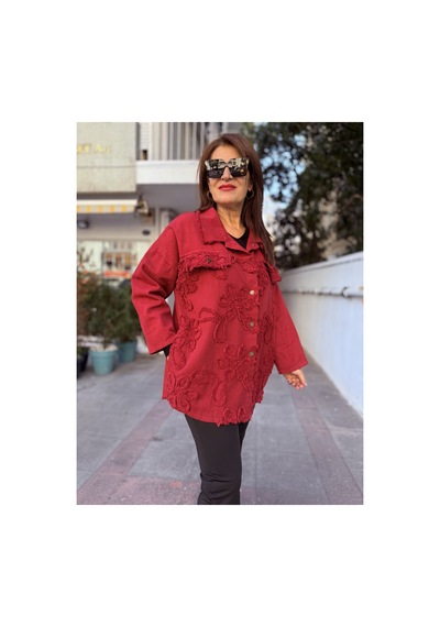 Denizege İtalyan Gabardin Kabartma İtalyan Ceket Bordo Bordo