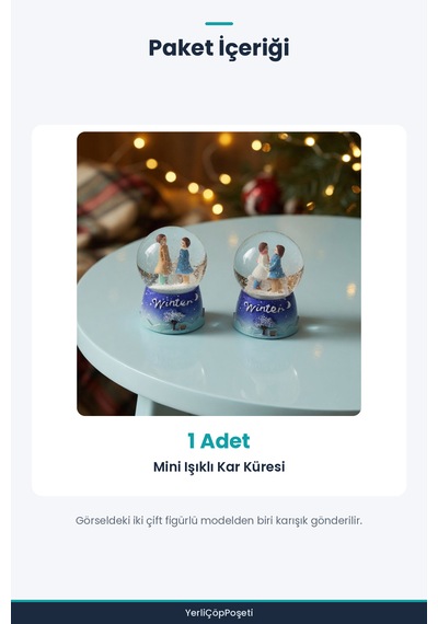 Mini Işıklı Kar Küresi - Sevimli Çift Figürlü - Kış Temalı Standart
